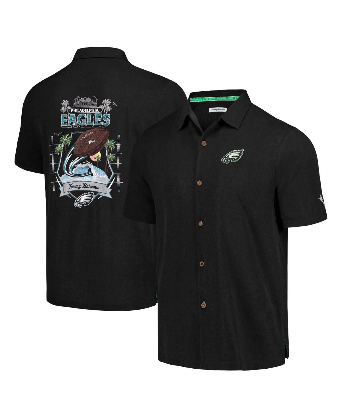 Tommy Bahama Men's  Black Philadelphia Eagles Tidal Kickoff Camp Button-up Shirt