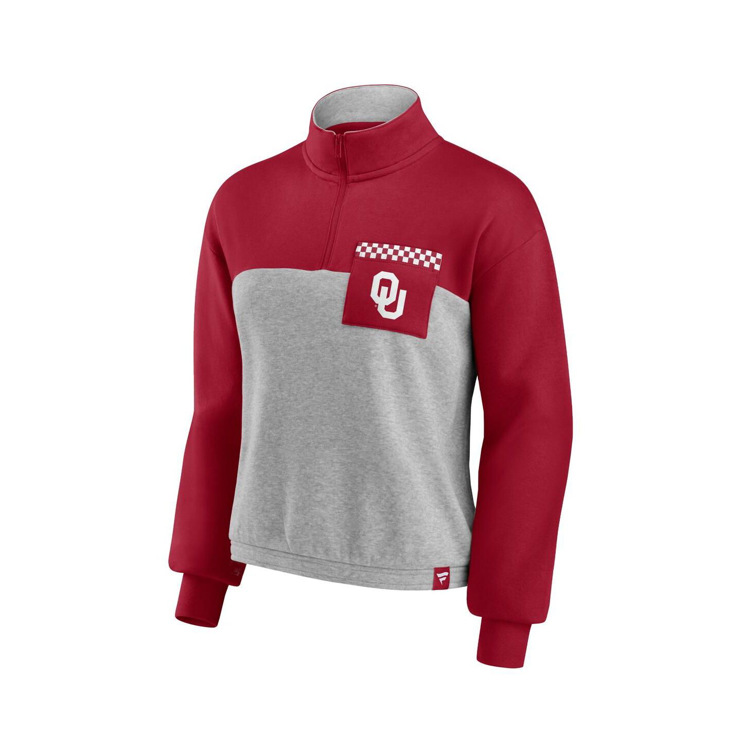 Женская куртка Fanatics Crimson, Heathered Gray Oklahoma Sooners Sideline to Sideline Colorblock Quarter-Zip — фото 3