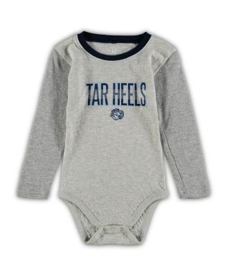 Infant Boys and Girls Heathered Gray, Navy North Carolina Tar Heels Jie Jie Long Sleeve Bodysuit and Pants Set
