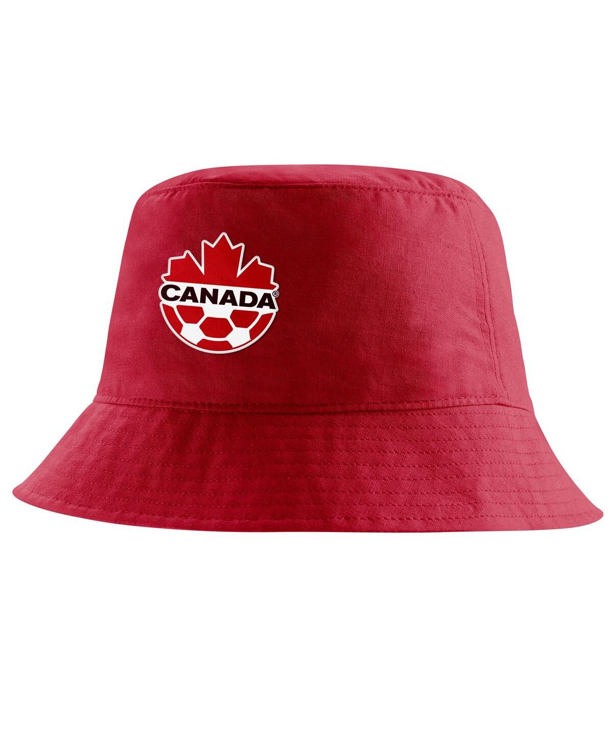 Shop Nike Men's  Red Canada Soccer Core Bucket Hat