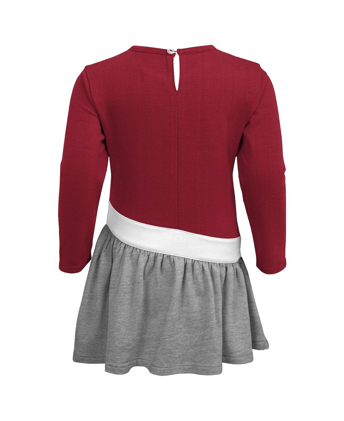Shop Outerstuff Girls Infant Crimson, Heathered Gray Oklahoma Sooners Heart To Heart French Terry Dress In Crimson,heathered Gray
