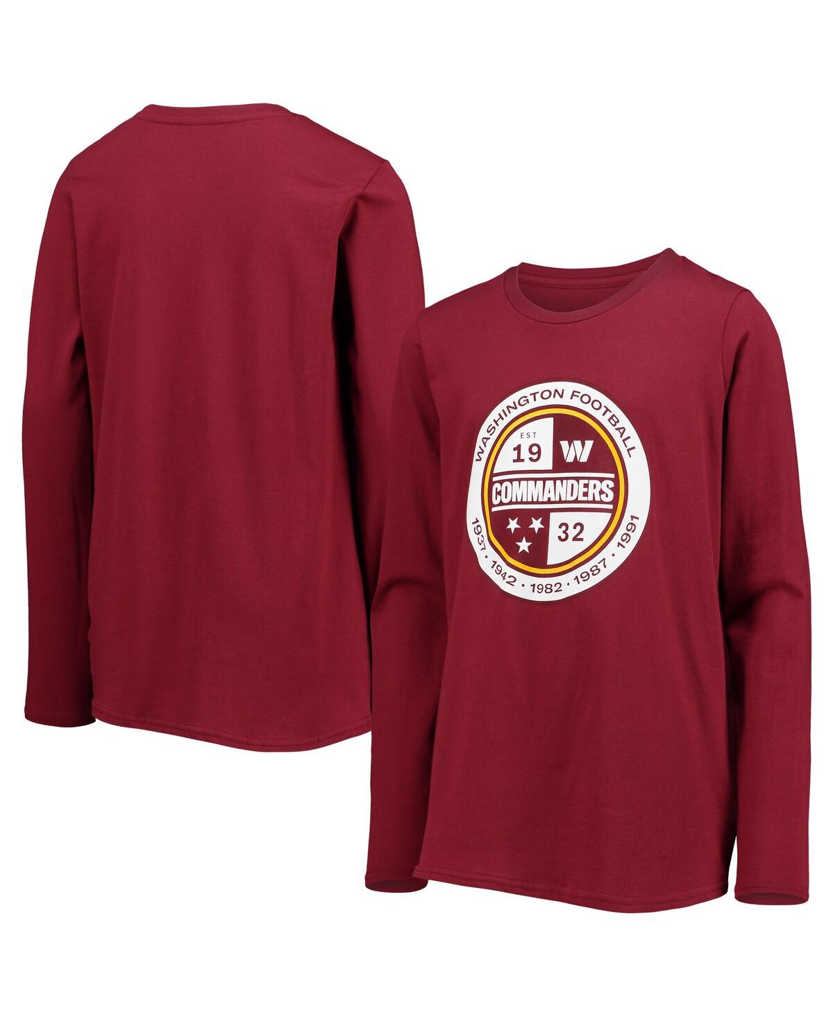 Outerstuff Kids' Big Boys Burgundy Washington Commanders Secondary Logo Long Sleeve T-shirt