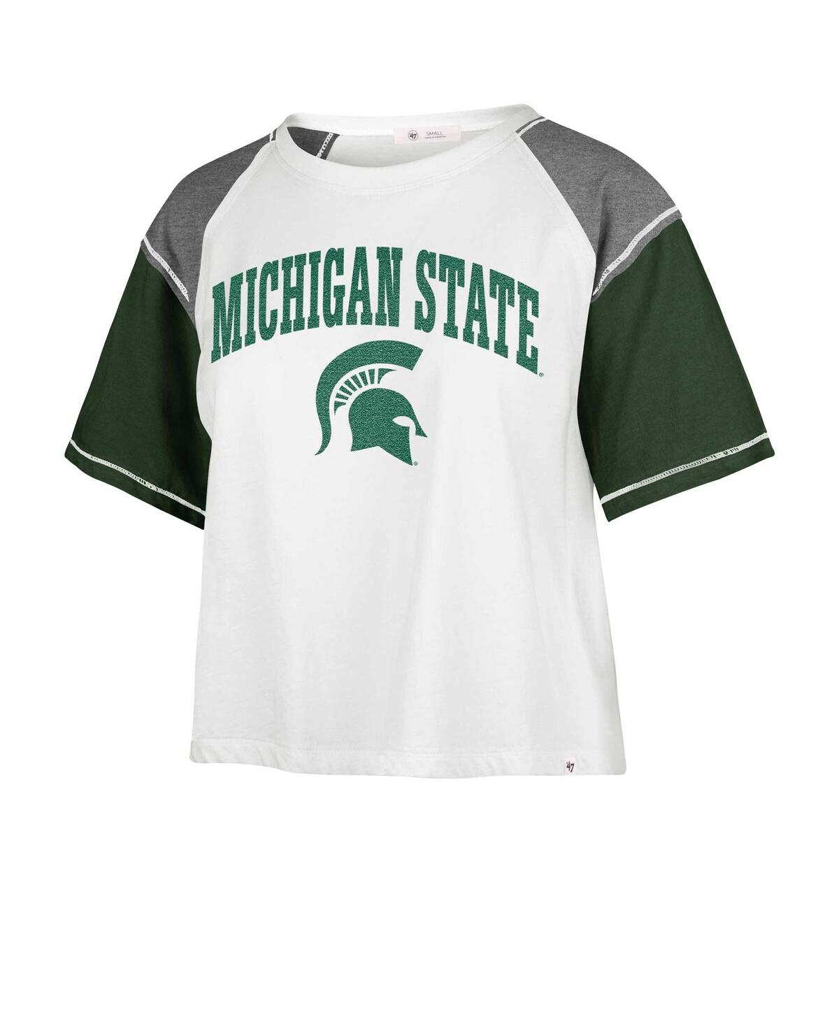 Shop 47 Brand Women's ' White Distressed Michigan State Spartans Serenity Gia Cropped T-shirt