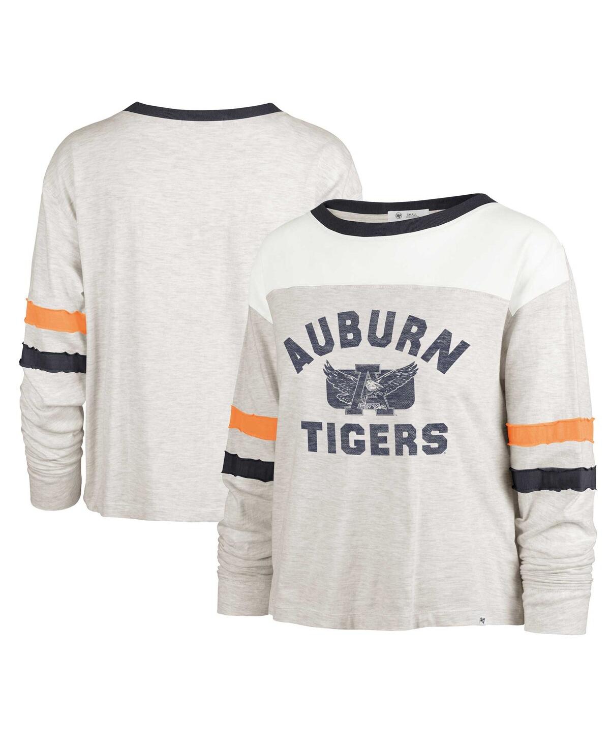 47 Brand Women's ' Oatmeal Distressed Auburn Tigers Vault All Class Lena Long Sleeve T-shirt