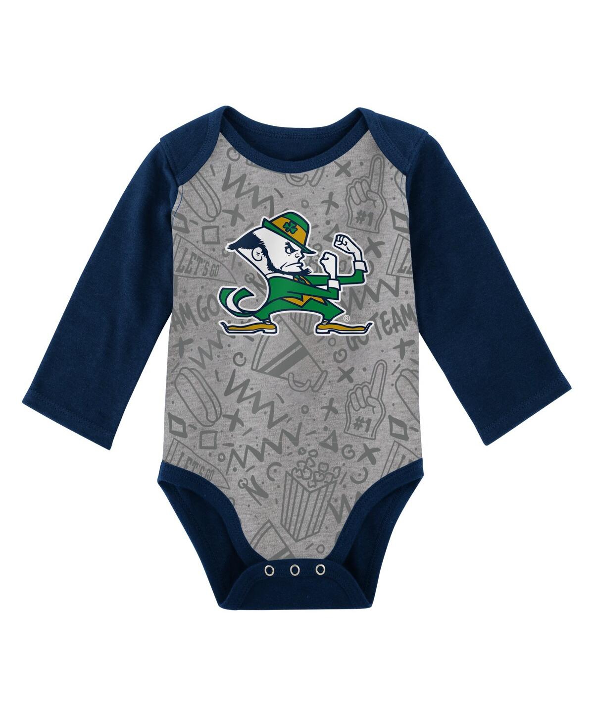 Outerstuff Newborn And Infant Boys And Girls Green, Gray Notre Dame Fighting Irish 2-pack Play Time Long Sleeve In Green,gray