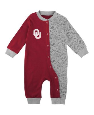 Newborn and Infant Boys and Girls Crimson Oklahoma Sooners Playbook Two-Tone Full-Snap Jumper