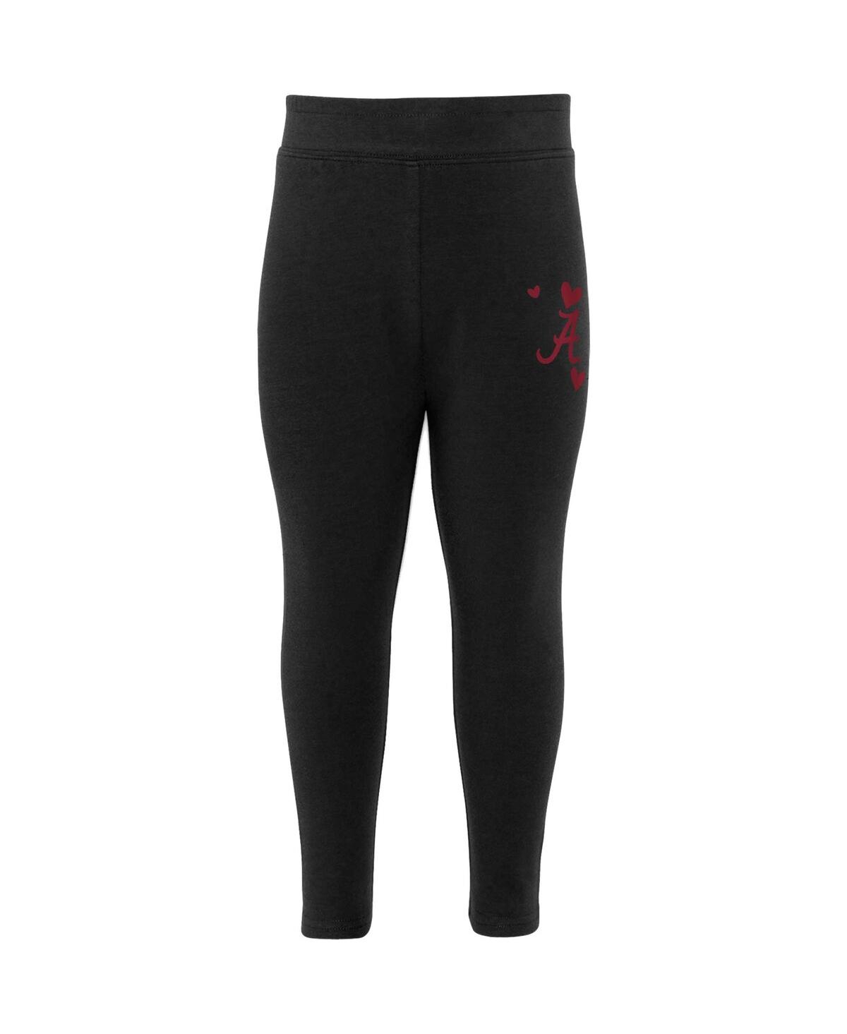 Girls Infant Black Alabama Crimson Tide Heart To Heart Pullover Hoodie and Leggings Set - Black