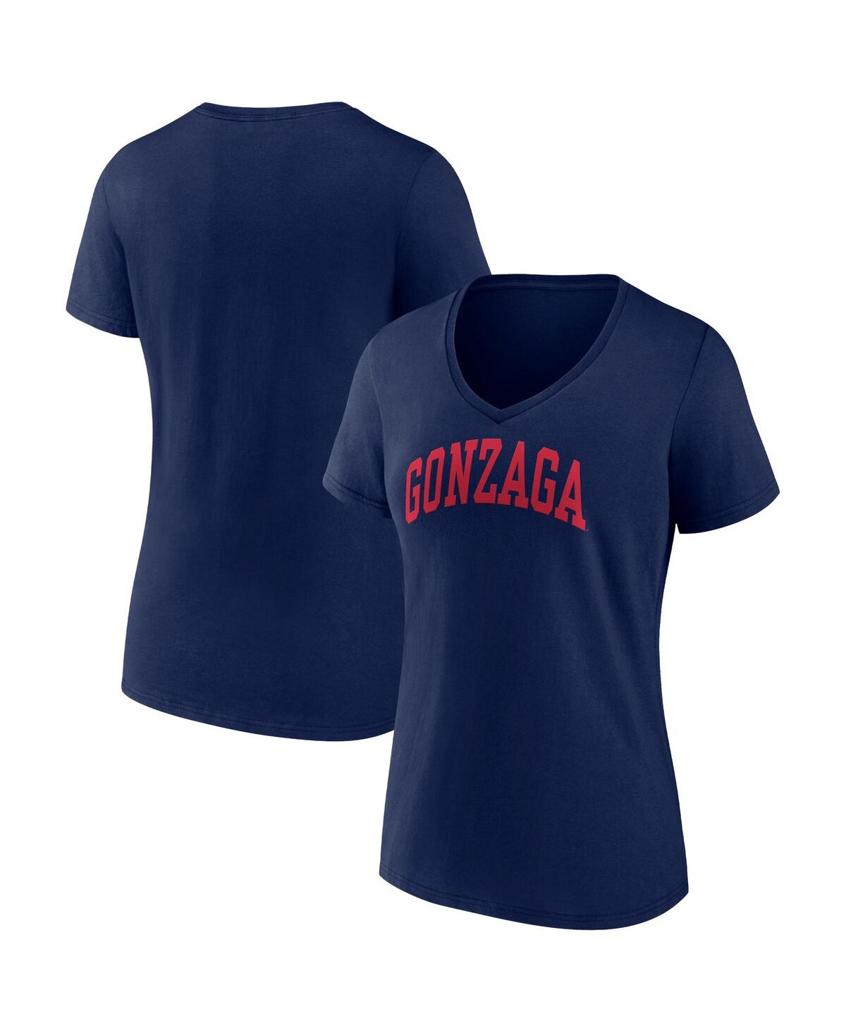 Fanatics Women's  Navy Gonzaga Bulldogs Basic Arch V-neck T-shirt