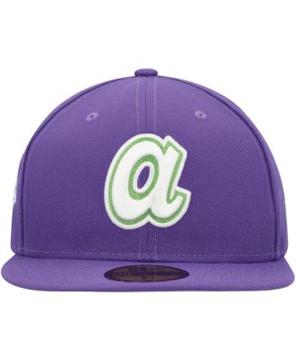 Men's Purple Atlanta Braves Lime Side Patch 59FIFTY Fitted Hat