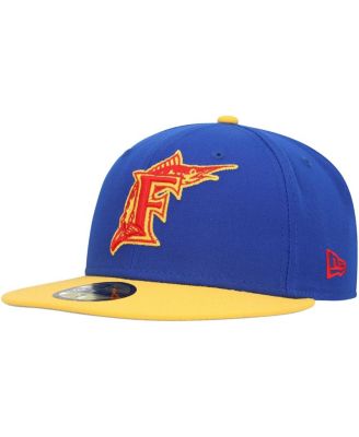 Men's Royal, Yellow Distressed Florida Marlins Cooperstown Collection Empire 59FIFTY Fitted Hat
