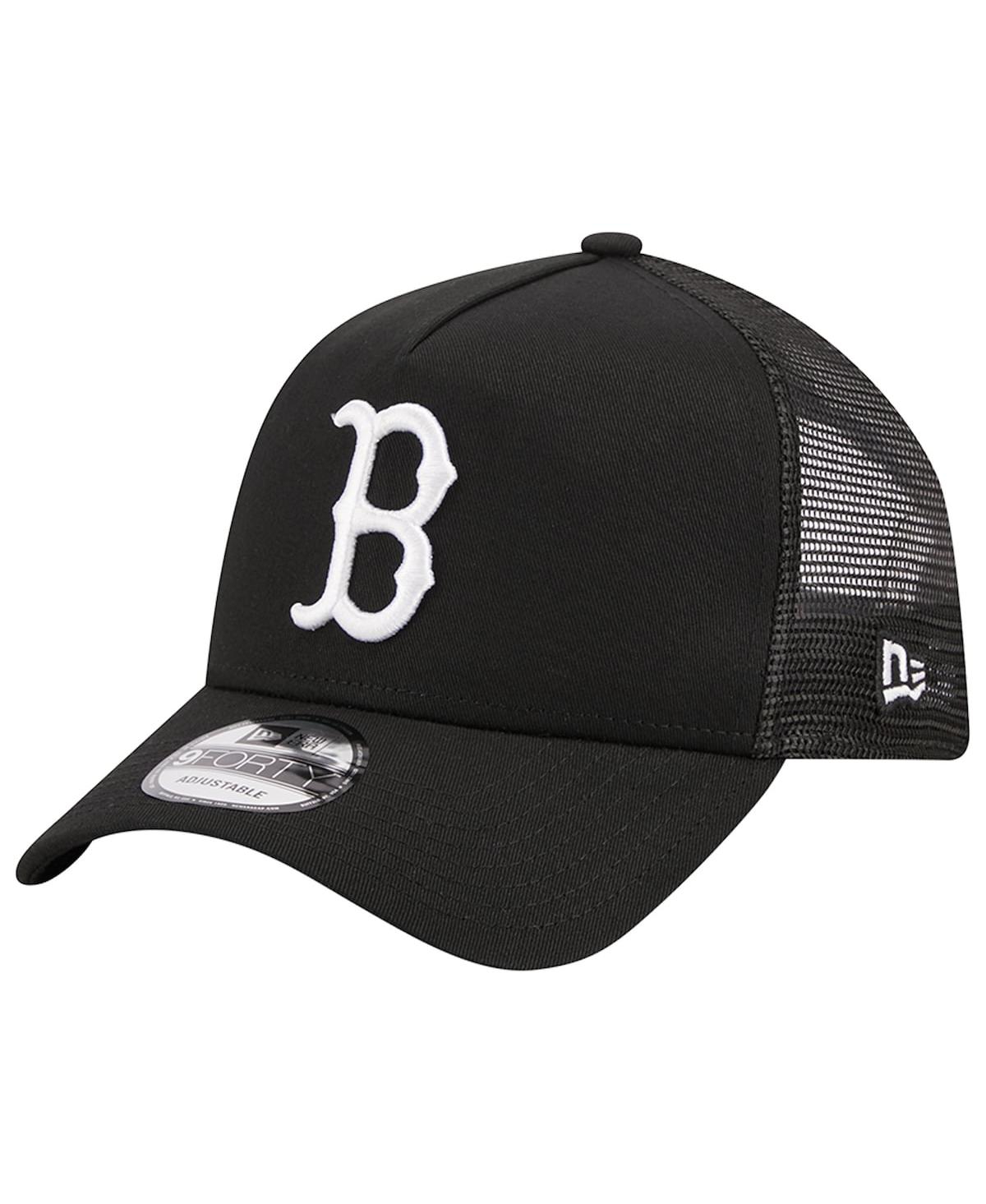 New Era Men's  Black Boston Red Sox A-frame 9forty Trucker Adjustable Hat