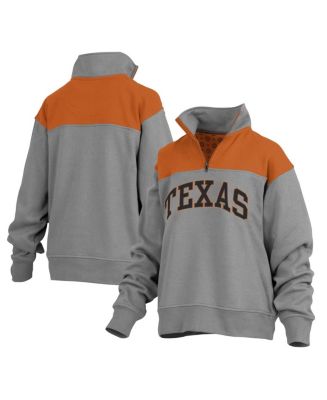 Women's Pressbox Gray Texas Longhorns Avon Fleece Quarter-Zip Jacket ...