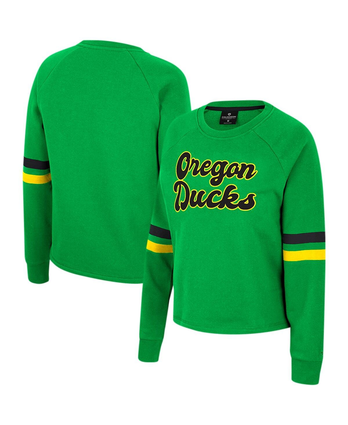 Women's Colosseum Green Oregon Ducks Talent Competition Raglan Pullover Sweatshirt - Green