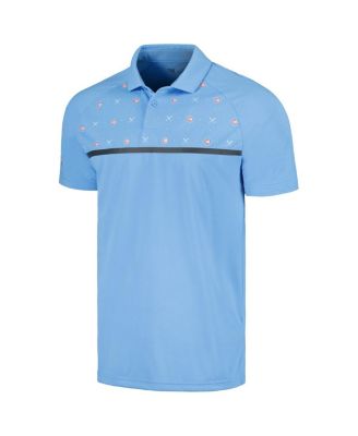 Men's Light Blue Chicago Cubs Sector Batter Up Raglan Polo Shirt