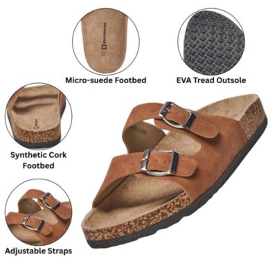 MENS DOUBLE STRAP CASUAL SLIDES FLAT SANDALS