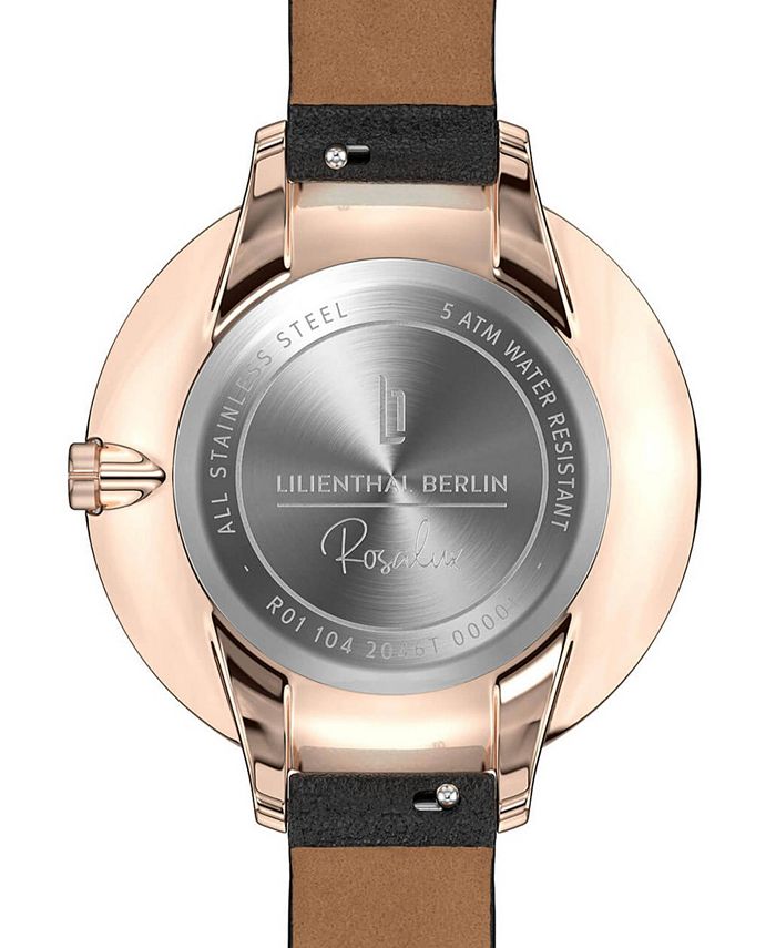 Lilienthal Berlin Women's Rosalux Rose Bloom Black Leather Watch 30mm