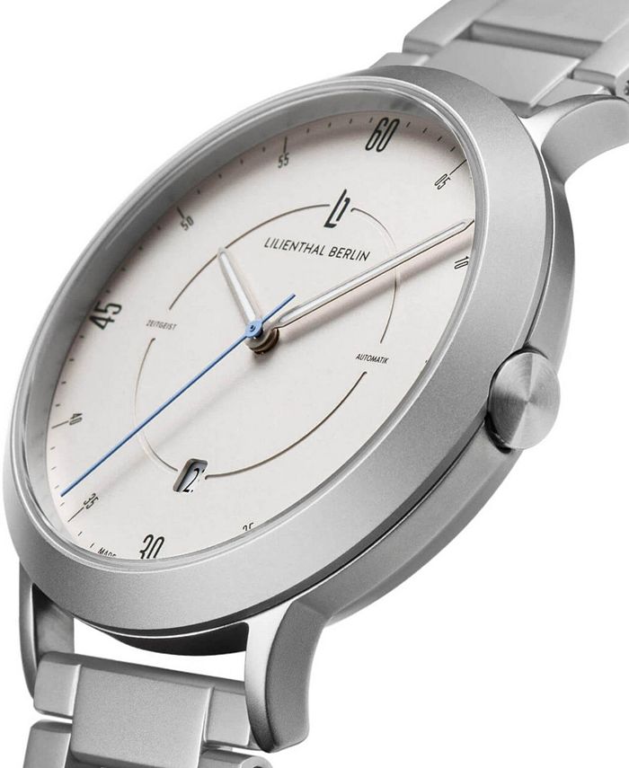 Lilienthal Berlin Men's Zeitgeist Automatik Silver SilverTone Stainless Steel Link Watch 42mm