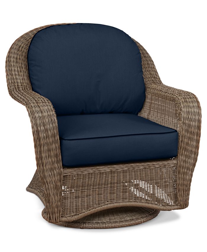 Furniture Sandy Cove Wicker Outdoor Swivel Glider Custom Sunbrella