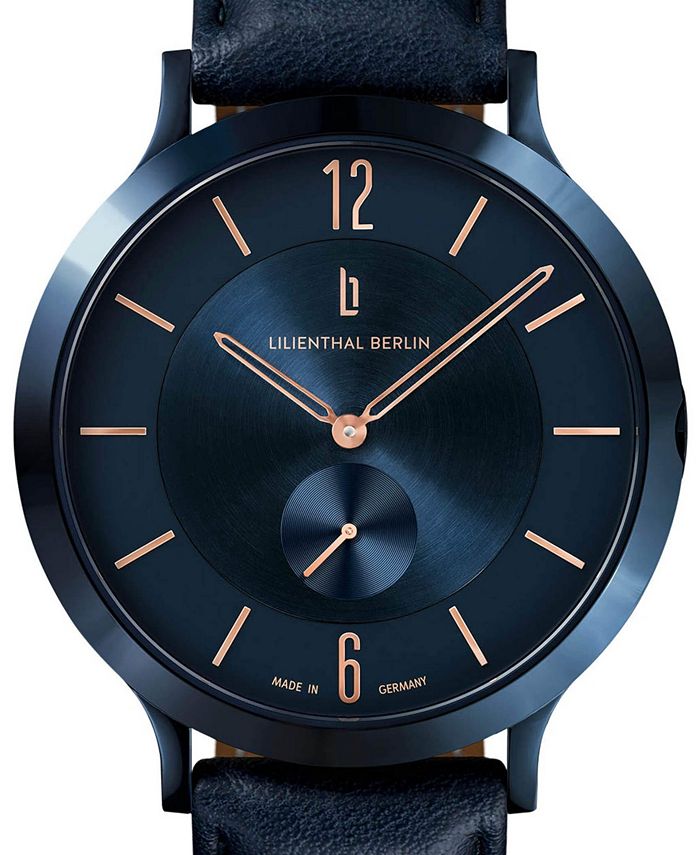 Lilienthal Berlin Men's The Classic Blue Rose Gold Navy Blue Leather
