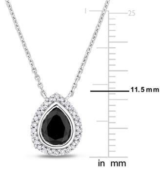 Black & White Diamond Halo Pear-Shaped 17" Pendant Necklace (1-1/10 ct. t.w.) in 14k White Gold
