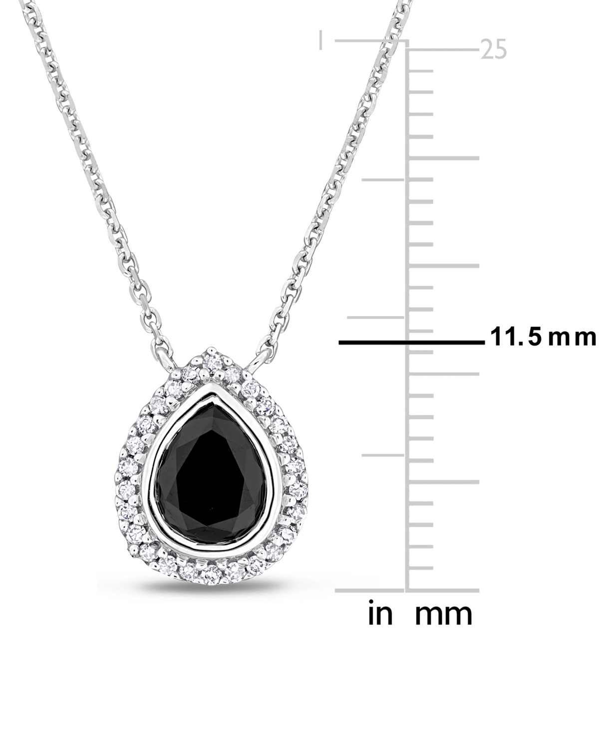 Black & White Diamond Halo Pear-Shaped Pendant Necklace (1-1/10 ct. t.w.) in 14k- White Gold