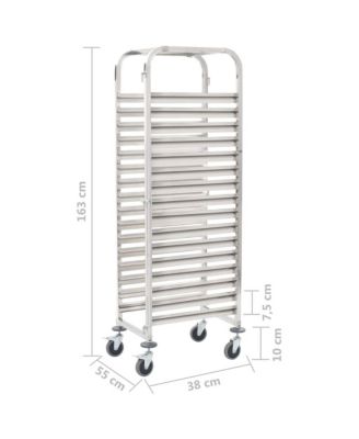 Kitchen Trolley for 16 Trays 15"x21.7"x64.2" Stainless Steel
