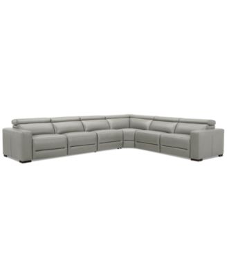 Nevio 157" 6-Pc. Leather Sectional with 3 Power Recliners and Headrests
