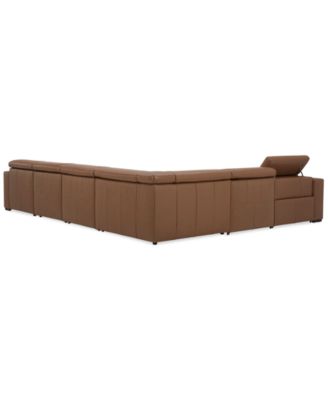 Nevio 157" 6-Pc. Leather Sectional with 1 Power Recliner, Headrests and Chaise, Created For Macy's