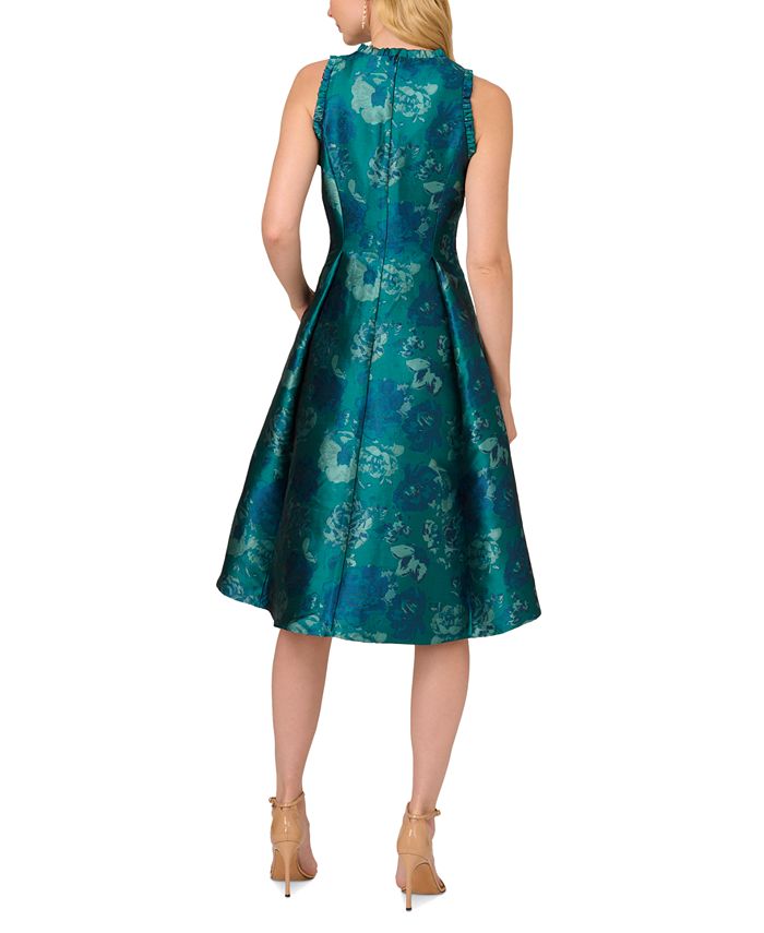 Robe Adrianna Papell Dentelle Vert & Bleu Sans Manches - Taille 4 - Occasion Très Bon État