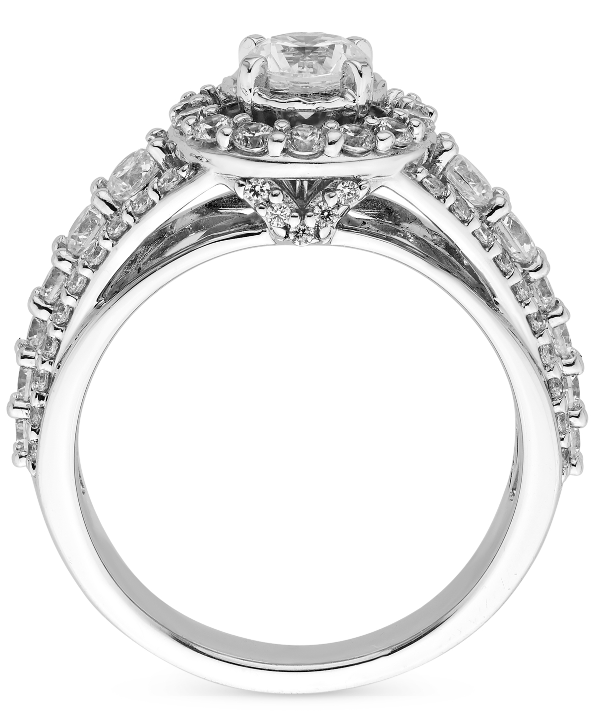Diamond Halo Triple Row Engagement Ring (1-5/8 ct. t.w.) in 14k- White Gold