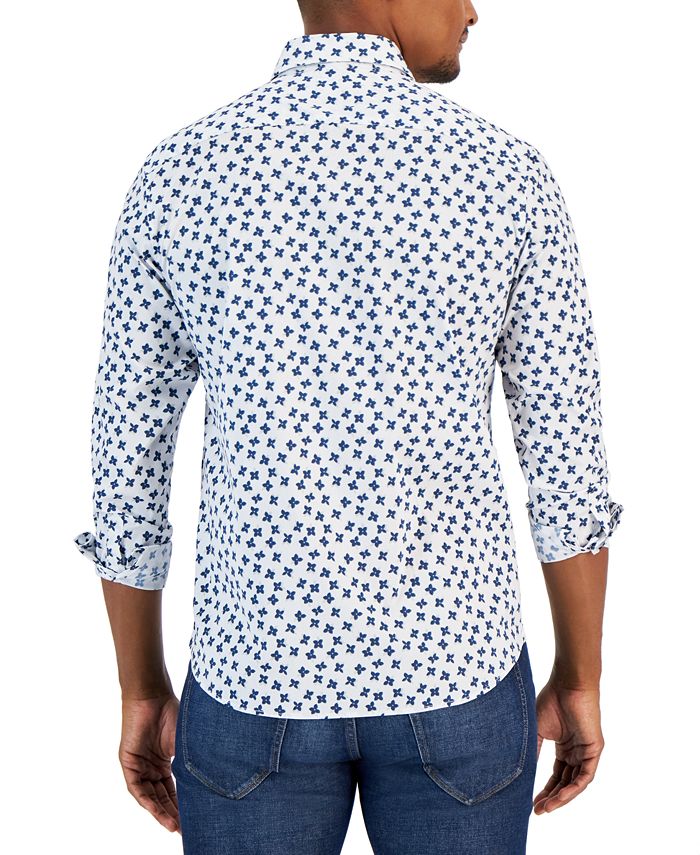 Michael Kors Men's Slim Fit Stretch Floral Print Long Sleeve Shirt - Macy's