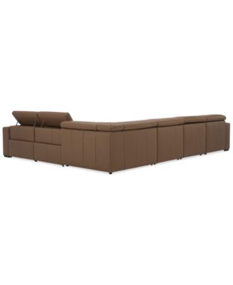 Nevio 157" 6-Pc. Leather Sectional with 2 Power Recliners, Headrests and Chaise, Created For Macy's