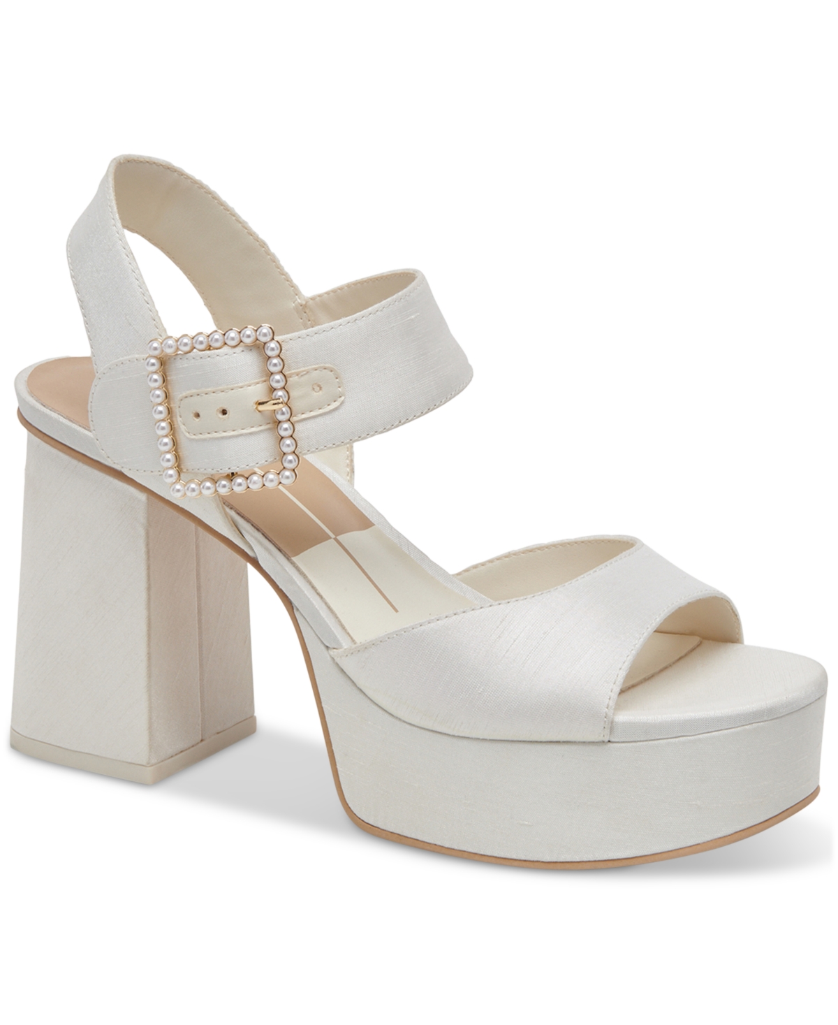 Dolce Vita Women's Bobby Pearls Ankle-strap Two-piece Platform Sandals In White Silk