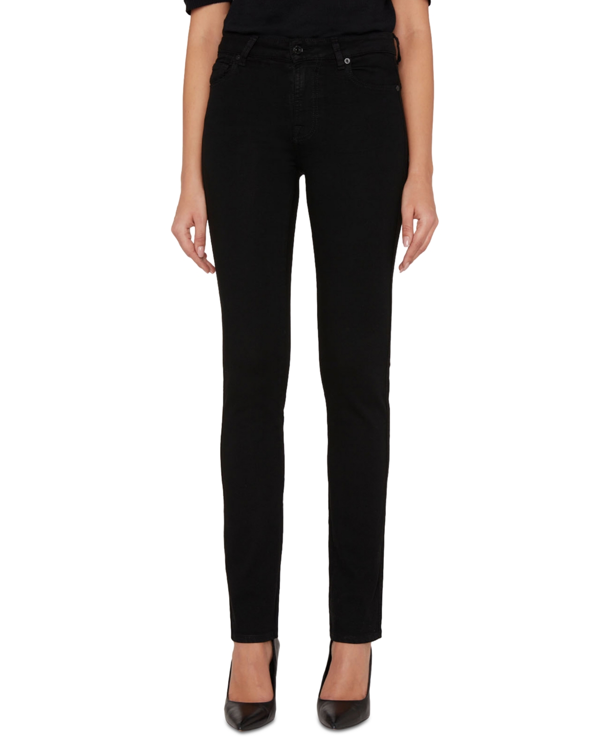 7 For All Mankind Women's Kimmie Mid-rise Straight-leg Jeans In Black Rinse