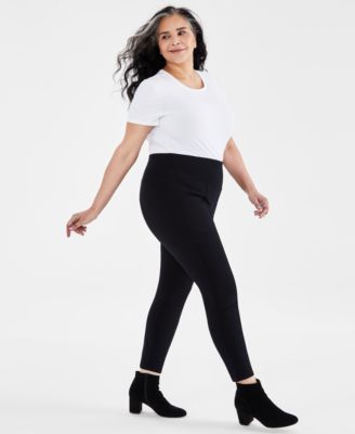 Plus Size Pull-On Pont&eacute; Knit Pants, Created for Macy's