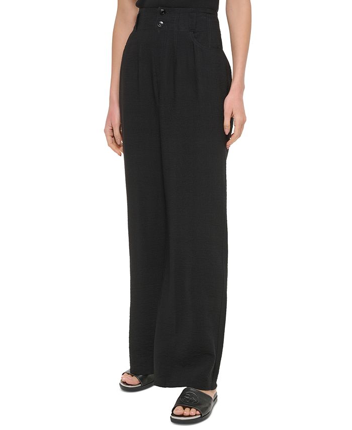 DKNY Women's Top-Stitched Crinkle Trousers - Macy's