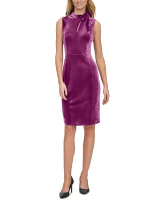 Calvin Klein Women s Velvet Bow Trim Midi Dress Macy s