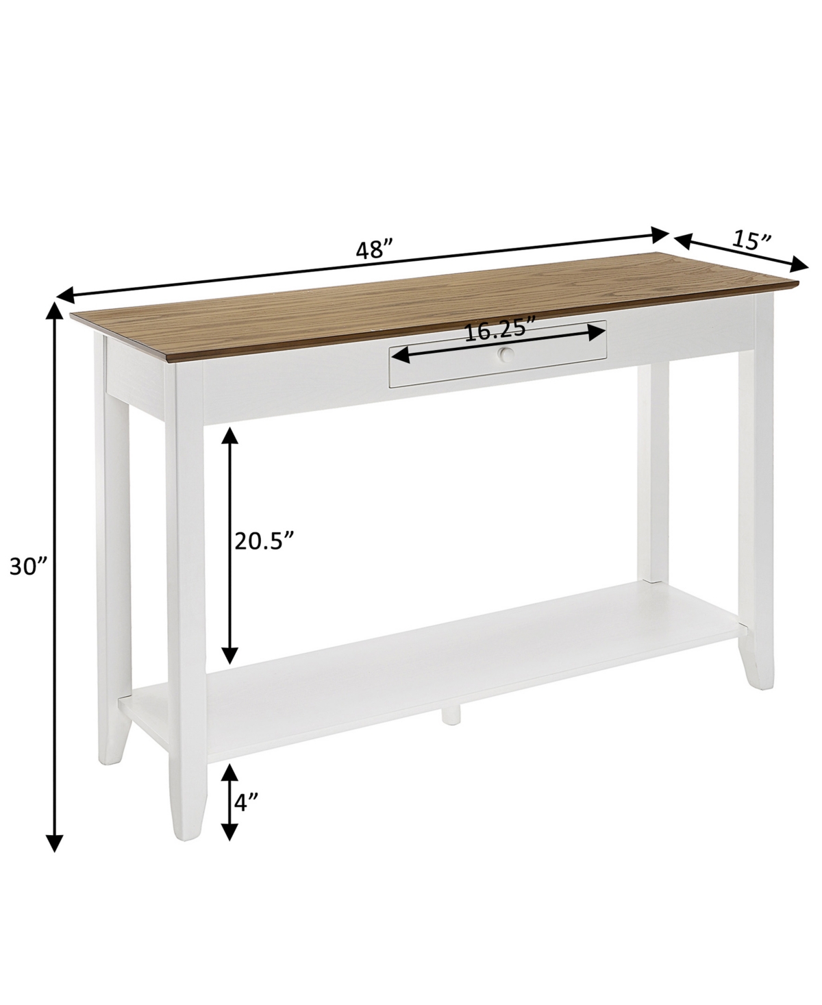 Convenience Concepts 48" Mdf American Heritage 1 Drawer Console Table In Driftwood,white