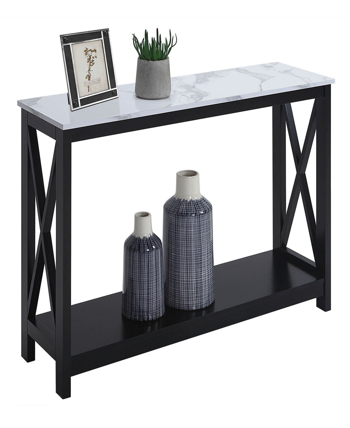 Convenience Concepts 39.5" Mdf Oxford Console Table With Shelf In Barnwood,black