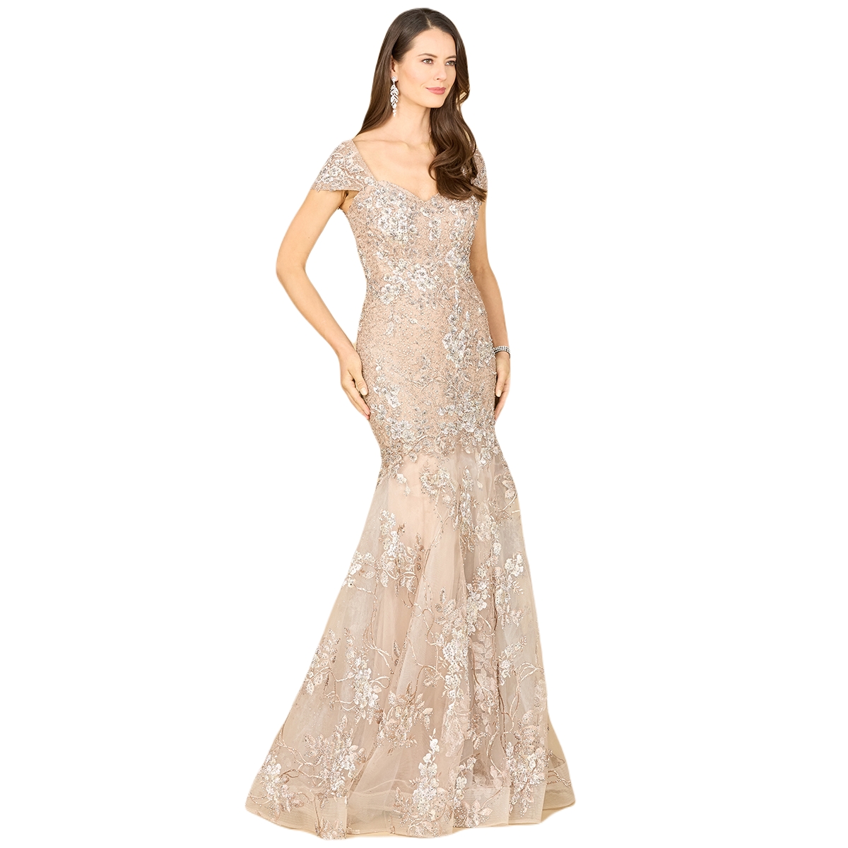 Women's Lara Cap Sleeve Mermaid Gown - Blush