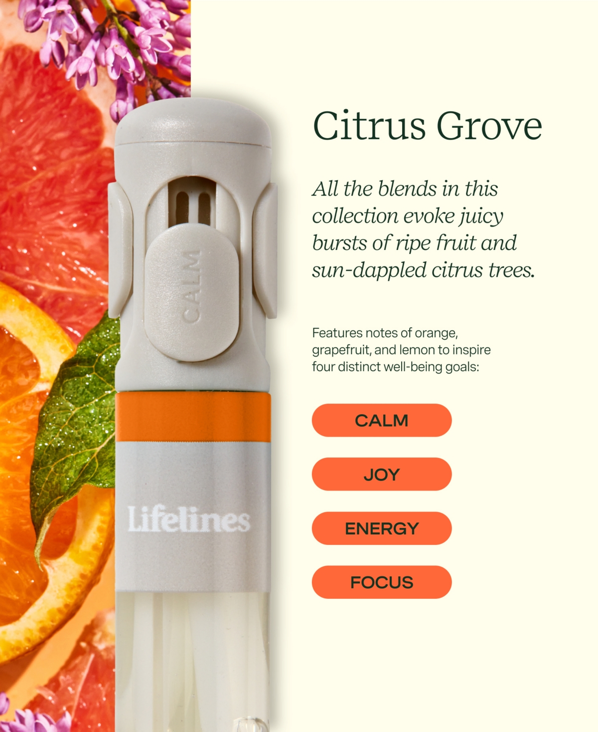 Lifelines Pen Diffuser With 4 Scent Cartridge In Citrus Grove In Orange
