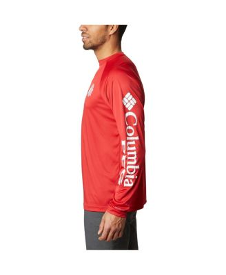 Men's Scarlet Ohio State Buckeyes Terminal Tackle Omni-Shade Raglan Long Sleeve T-shirt