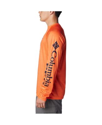 Men's Orange Auburn Tigers PFG Terminal Tackle Omni-Shade Raglan Long Sleeve T-shirt