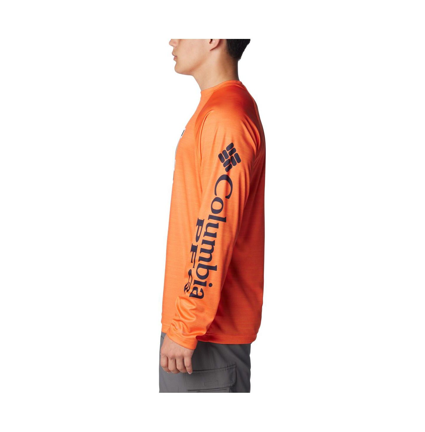 Мужская футболка Columbia Orange Auburn Tigers PFG Terminal Tackle Omni-Shade Raglan Long Sleeve — фото 2