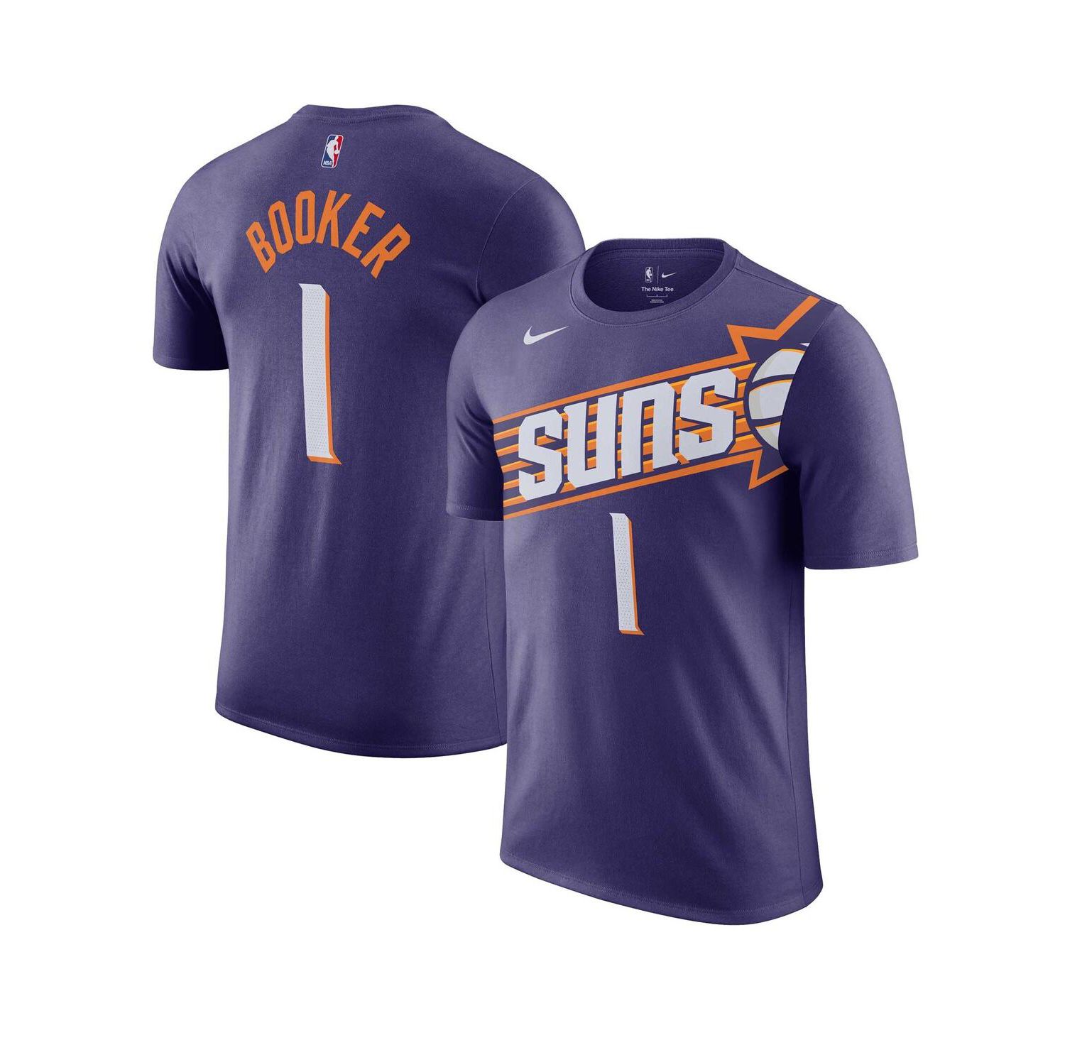 Men's Devin Booker Purple Phoenix Suns Icon Edition Name and Number T-shirt