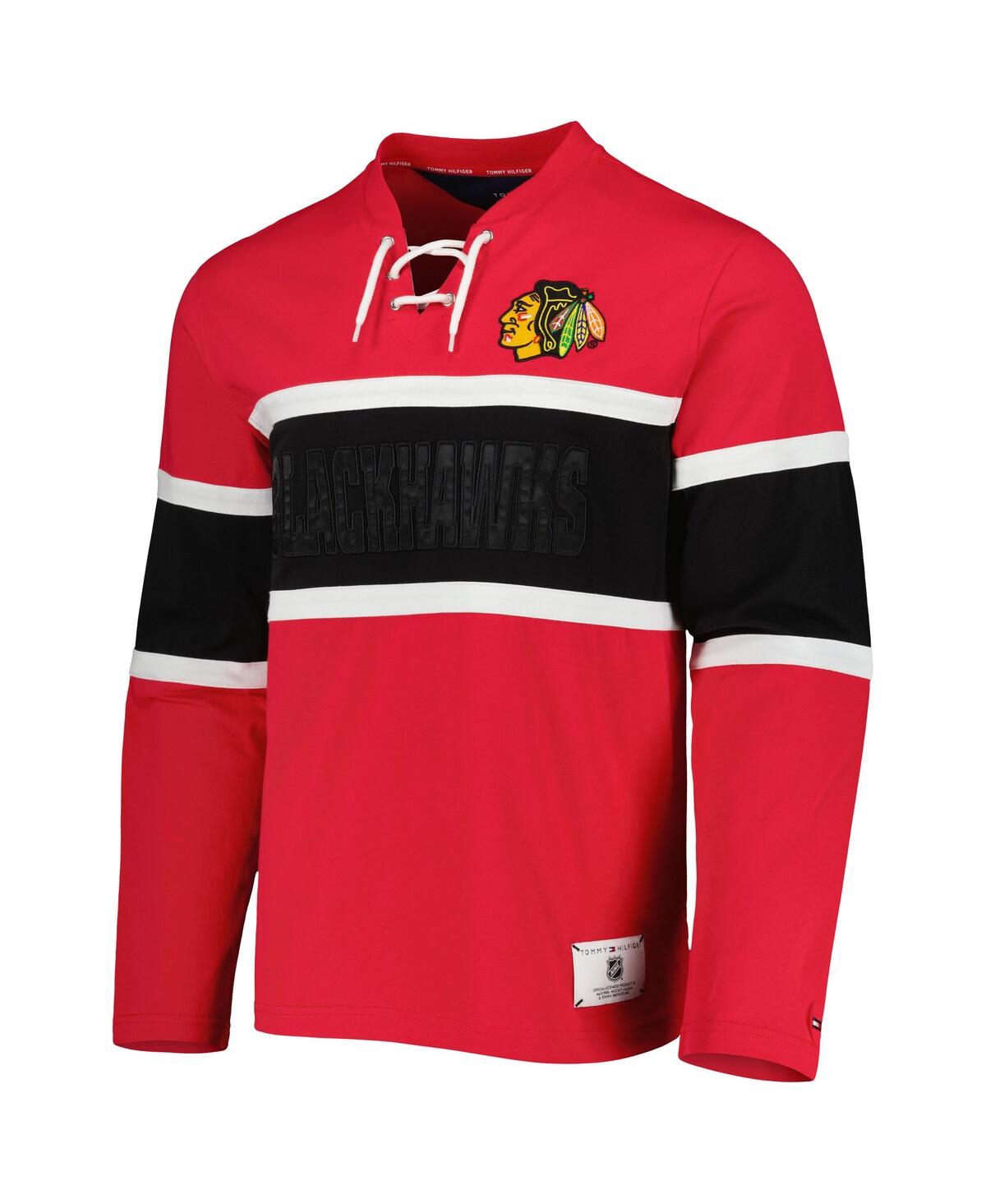Shop Tommy Hilfiger Men's  Red Chicago Blackhawks Walter Lace-up Long Sleeve Top