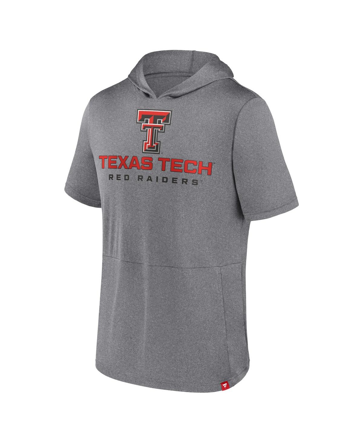 Shop Fanatics Men's  Heather Gray Texas Tech Red Raiders Modern Stack Hoodie T-shirt