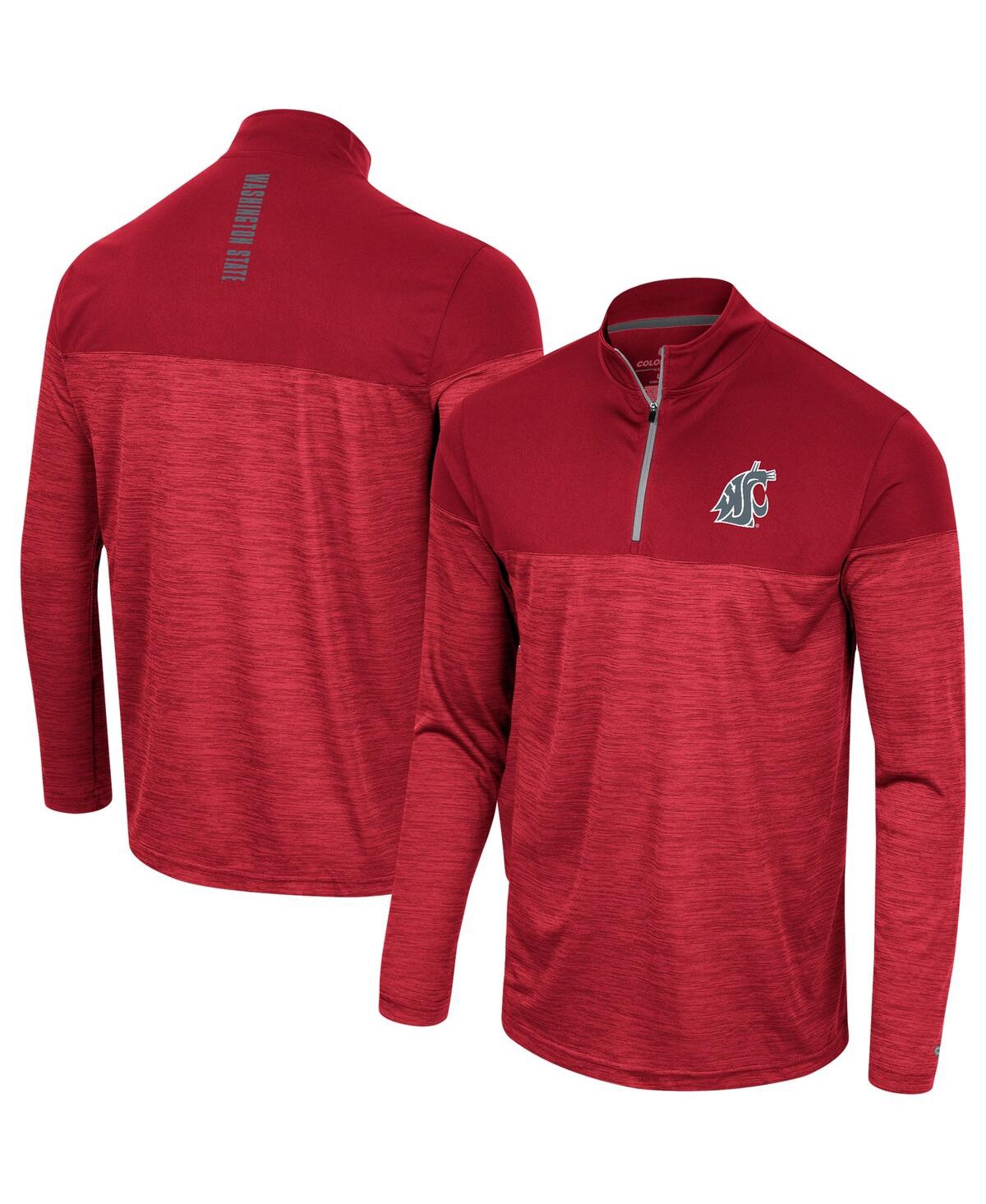 Colosseum Men's  Crimson Washington State Cougars Positraction Lightweight Quarter-zip Windshirt
