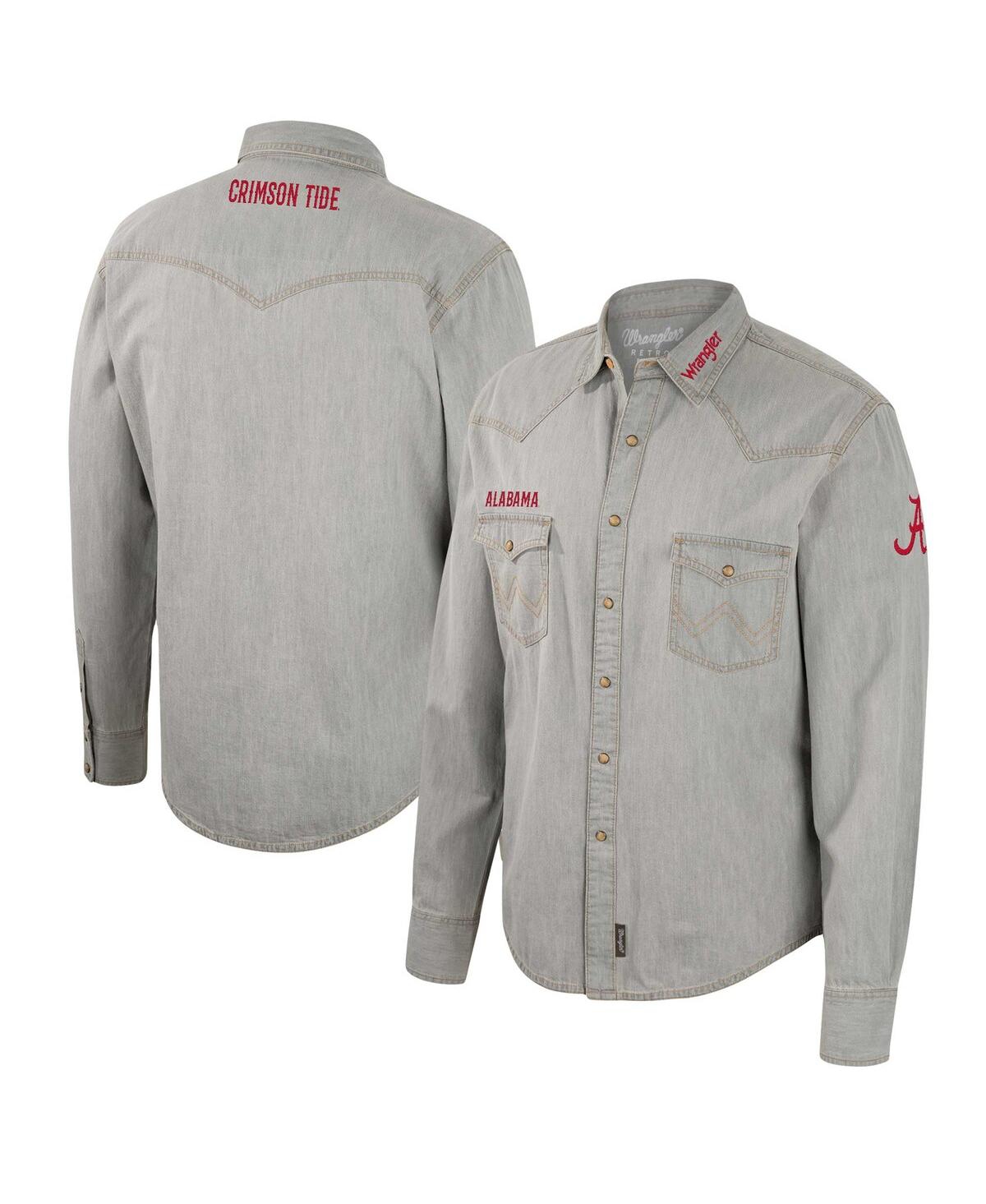 Colosseum Men's  X Wrangler Gray Alabama Crimson Tide Cowboy Cut Western Full-snap Long Sleeve Shirt