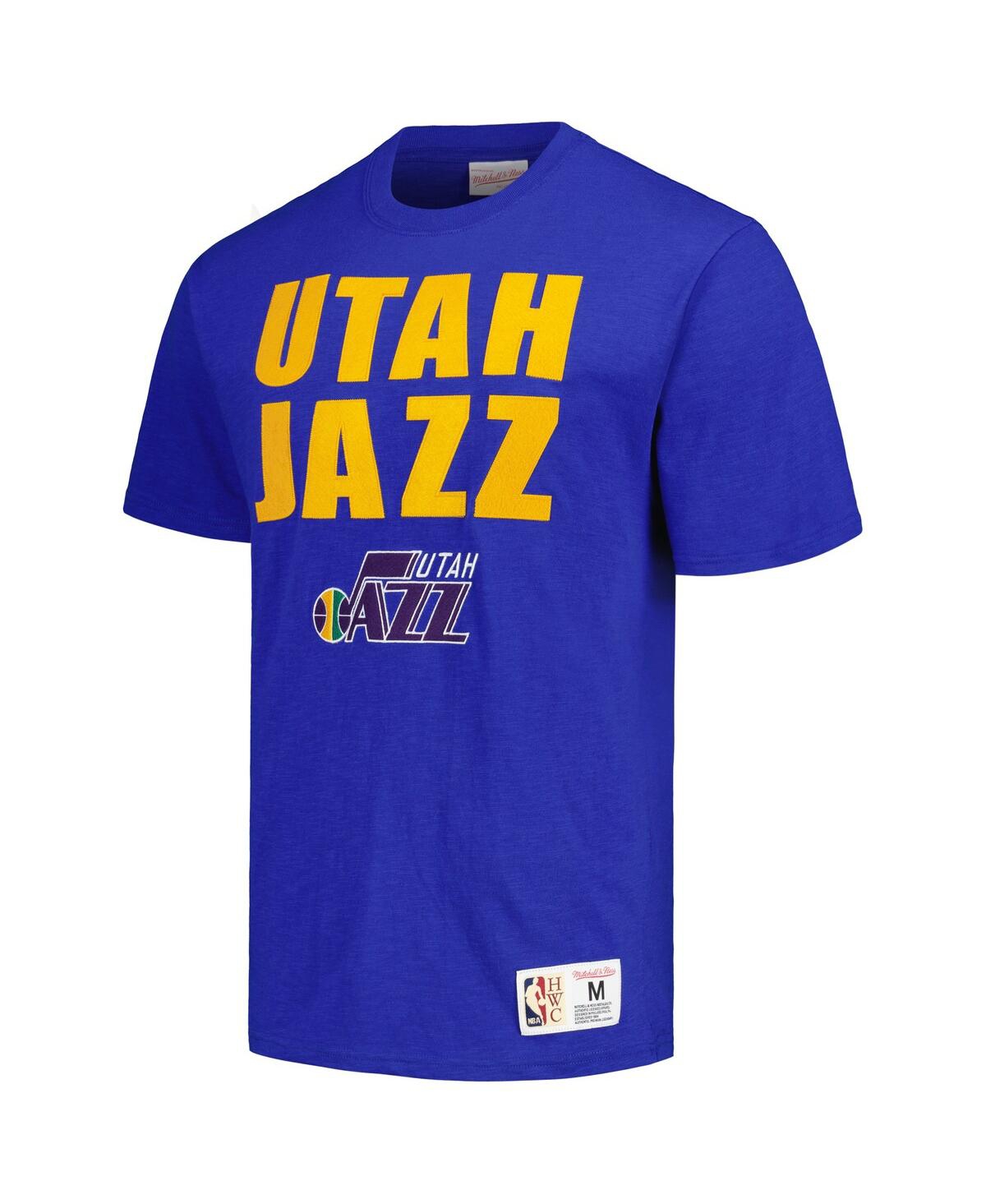 Shop Mitchell & Ness Men's  Royal Distressed Utah Jazz Hardwood Classics Legendary Slub T-shirt